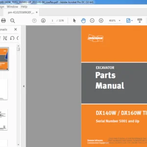 Doosan DX140W DX160W Tier III Excavator Parts Manual K1025589GEF - PFD DOWNLOAD