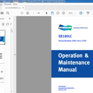 Doosan DX180LC Excavator Operation & Maintenance Manual K1024428E  - PDF DOWNLOAD