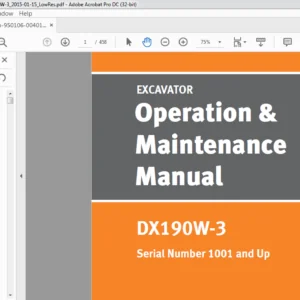Doosan DX190W-3 Excavator Operation & Maintenance Manual 950106-00401ANA-1 - PDF DOWNLOAD