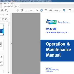 Doosan DX210W Excavator Operation & Maintenance Manual K1017312E-1 - PDF DOWNLOAD