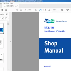 Doosan DX210W Excavator Shop Manual K1017314AE-1 - PDF DOWNLOAD