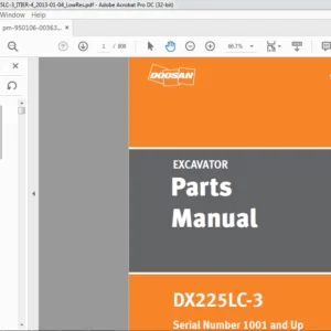 Doosan DX225LC-3 Excavator Parts Manual 950106-00363AEF  - PDF DOWNLOAD