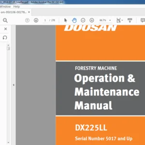 Doosan DX225LL Excavator Log loader Forestry Machine Operation & Maintenance Manual  - PDF DOWNLOAD