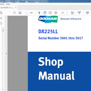 Doosan DX225LL Excavator Log loader Shop Manual K1045081E-1 - PDF DOWNLOAD
