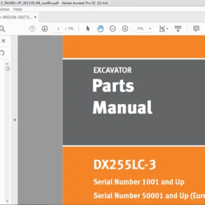 Doosan DX255LC-3 Excavator Parts Manual 950106-00373AEF - PDF DOWNLOAD