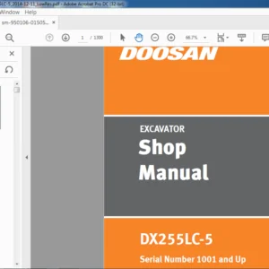 Doosan DX255LC-5 Excavator Shop Manual 950106-01505E - PDF DOWNLOAD
