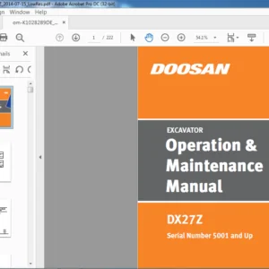 Doosan DX27Z Excavator Operation & Maintenance Manual K1028289DE  - PDF DOWNLOAD