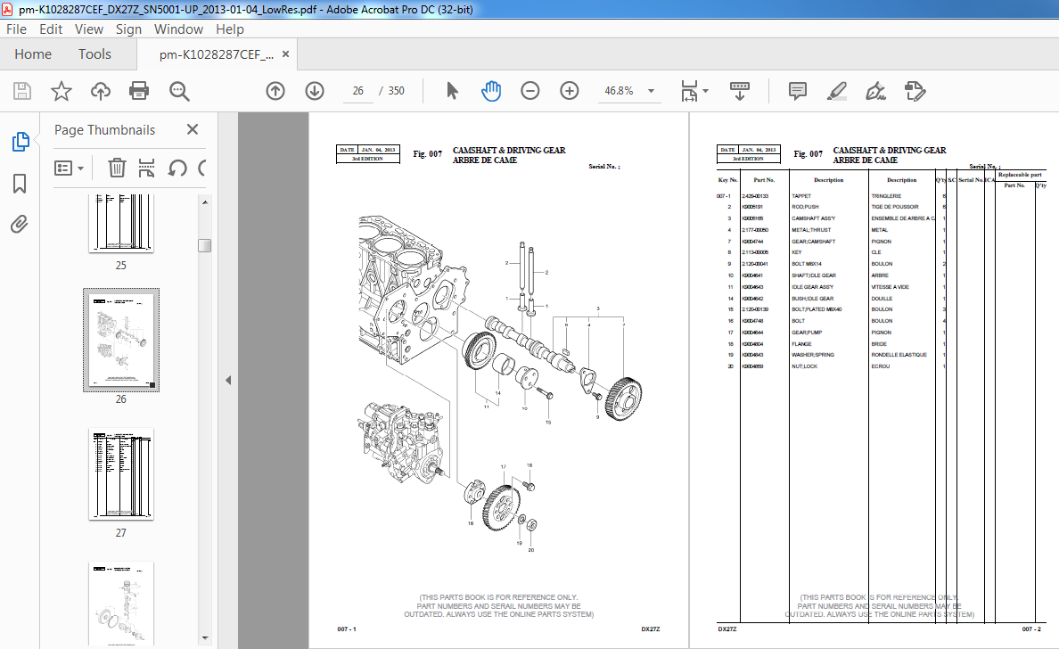 Doosan DX27Z Excavator Parts Manual K1028287CEF - PDF DOWNLOAD ...