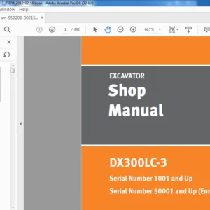 Doosan DX300LC-3 Excavator Shop Manual 950106-00215E - PDF DOWNLOAD