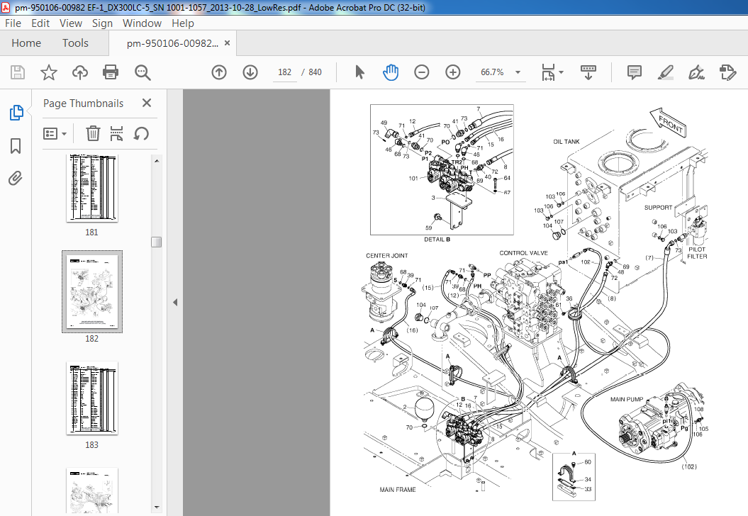 Doosan Dx300lc-5 Excavator Parts Manual 950106-00982ef-1 - Pdf Download 