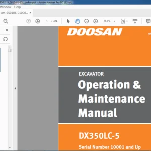 Doosan DX350LC-5 Excavator Operation & Maintenance Manual 950106-01000NA-1 - PDF DOWNLOAD