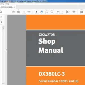 Doosan DX380LC-3 Excavator Shop Manual 950106-00228E - PDF DOWNLOAD