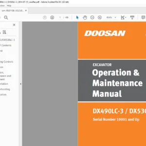 Doosan DX490LC-3 DX530LC-3 Excavator Operation & Maintenance Manual 950106-00258ANA - PDF DOWNLOAD
