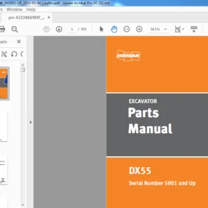 Doosan DX55 Excavator Parts Manual K1037955FEF  - PDF DOWNLOAD