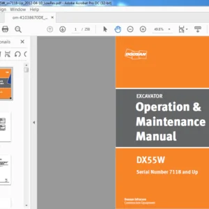 Doosan DX55W Excavator Operation & Maintenance Manual K1038670DE - PDF DOWNLOAD