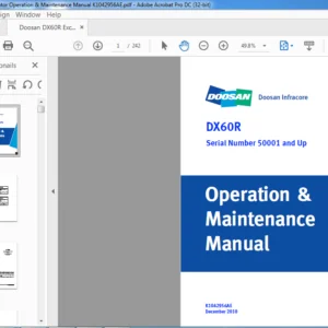 Doosan DX60R Excavator Operation & Maintenance Manual K1042956AE - PDF DOWNLOAD