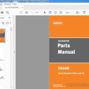 Doosan DX60R Excavator PARTS  Manual K1042957E - PDF DOWNLOAD
