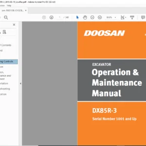 Doosan DX85R 3 Excavator Operation & Maintenance Manual - PDF DOWNLOAD