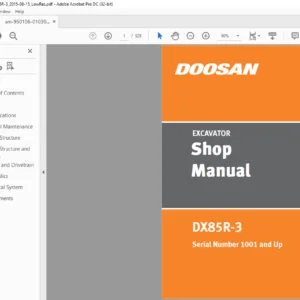 Doosan DX85R 3 Excavator Shop Manual - PDF DOWNLOAD
