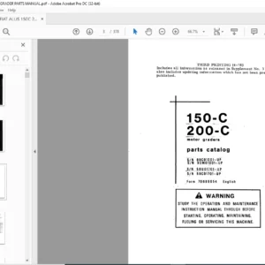 FIAT ALLIS 150C 200C MOTOR GRADER PARTS MANUAL - PDF DOWNLOAD