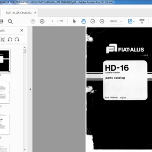 FIAT ALLIS CHALMERS CRAWLER TRACTOR MODEL HD16 PARTS MANUAL PM 70644082 - PDF DOWNLOAD