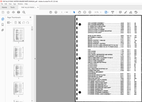 FIAT ALLIS FG65C MOTOR GRADER PARTS MANUAL - PDF DOWNLOAD ...