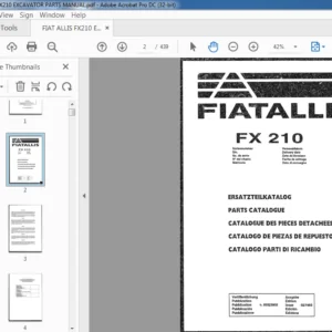 FIAT ALLIS FX210 EXCAVATOR PARTS MANUAL - PDF DOWNLOAD