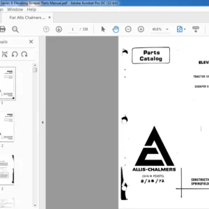 Fiat Allis Chalmers 260E Series A Elevating Scraper Parts Manual - PDF DOWNLOAD