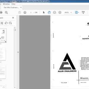 Fiat Allis Chalmers 260E Tractor Elevator Scraper Parts Manual - PDF DOWNLOAD