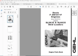 GEHL SL5635 SL6635 Deutz F4M1011F Engine Service Parts Manual - PDF DOWNLOAD