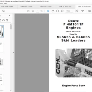 GEHL SL5635 SL6635 Deutz F4M1011F Engine Service Parts Manual - PDF DOWNLOAD