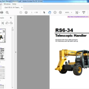 Gehl RS 6-34 Telehandler Parts Manual - PDF DOWNLOAD