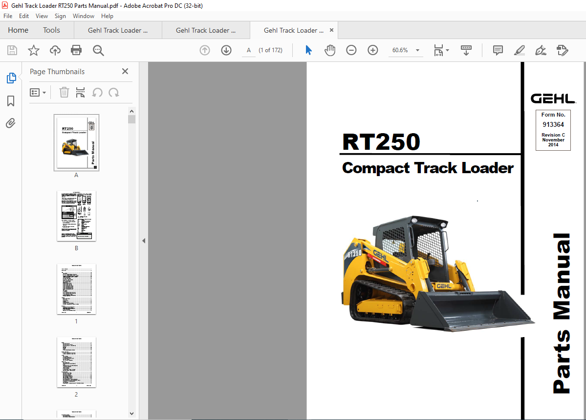 Gehl Rt250 Pact Track Loader Parts Manual Pdf Download Heydownloads Manual Downloads