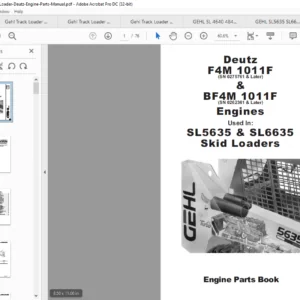 Gehl SL5635 & SL6635 Skid Loaders Deutz F4M 1011F & BF4M 1011F Parts Manual - PDF DOWNLOAD