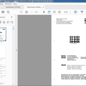 HANOMAG WHEEL LOADER  33C,33D PARTS MANUAL 2972388M7 - PDF DOWNLOAD