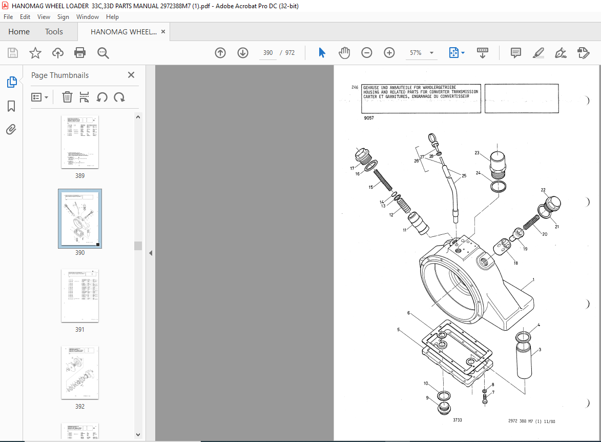 HANOMAG WHEEL LOADER 33C,33D PARTS MANUAL 2972388M7 - PDF DOWNLOAD ...