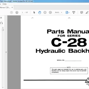Hein-Werner C28 Hydraulic Backhoes Parts Manual - PDF DOWNLOAD
