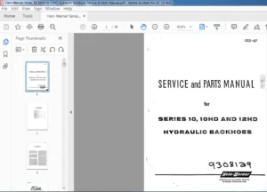 Hein-Werner Series 10 10HD & 12HD Hydraulic Backhoes Service & Parts Manual - PDF DOWNLOAD