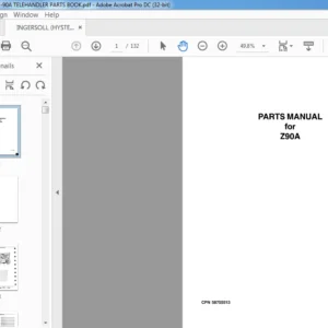 INGERSOLL (HYSTER) Z-90A TELEHANDLER PARTS BOOK - PDF DOWNLOAD