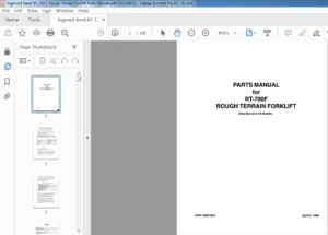 Ingersoll Rand RT-700 F Rough Terrain Forklift Parts Manual - PDF DOWNLOAD