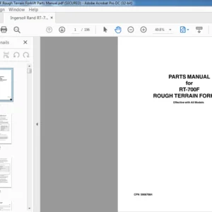 Ingersoll Rand RT-700 F Rough Terrain Forklift Parts Manual - PDF DOWNLOAD