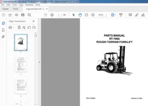 Ingersoll Rand RT-700G Rough Terrain Forklift Parts Manual - PDF DOWNLOAD