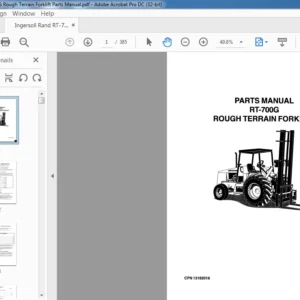 Ingersoll Rand RT-700G Rough Terrain Forklift Parts Manual - PDF DOWNLOAD