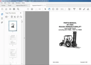 Ingersoll Rand RT-700H Rough Terrain Forklift Parts Manual - PDF DOWNLOAD