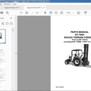 Ingersoll Rand RT-700H Rough Terrain Forklift Parts Manual - PDF DOWNLOAD