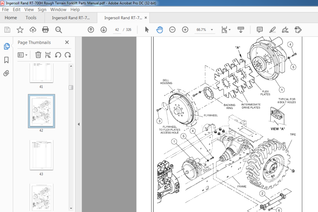 Ingersoll Rand RT-700H Rough Terrain Forklift Parts Manual - PDF