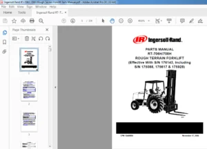 Ingersoll Rand RT-706H 708H Rough Terrain Forklift Parts Manual - PDF DOWNLOAD