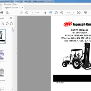 Ingersoll Rand RT-706H 708H Rough Terrain Forklift Parts Manual - PDF DOWNLOAD
