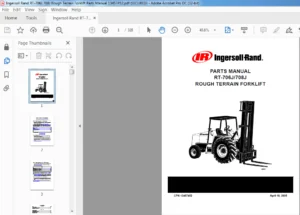 Ingersoll Rand RT-706J 708J Rough Terrain Forklift Parts Manual 13457452 - PDF DOWNLOAD