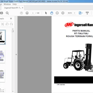 Ingersoll Rand RT-706J 708J Rough Terrain Forklift Parts Manual 13457452 - PDF DOWNLOAD